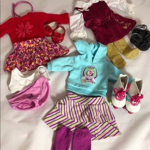 American Girl Doll Julie Albright like new outfits with roller skates.